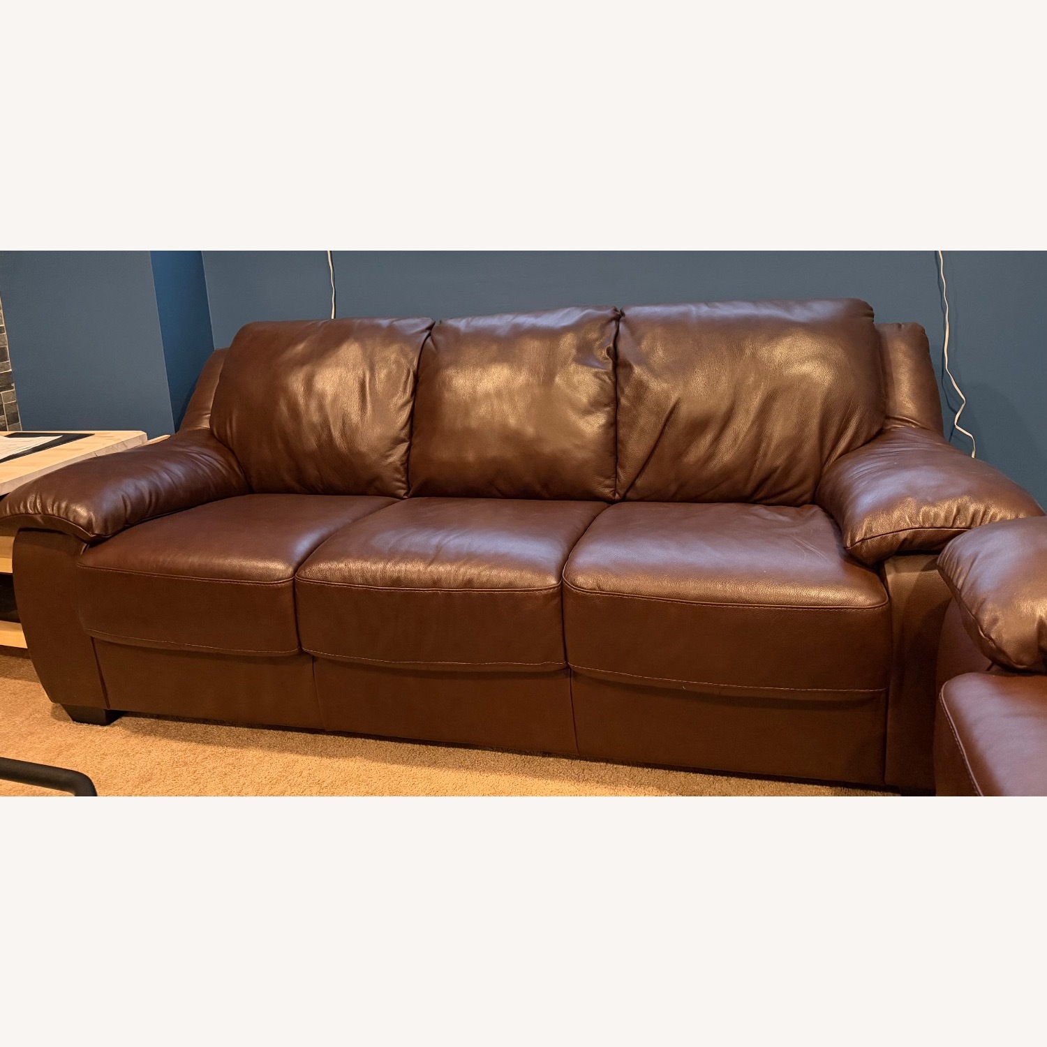 Macy's Dark Brown Leather Sleeper Sofa - image-1