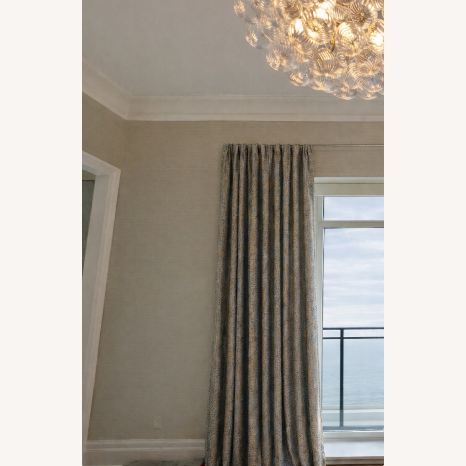 Grey Curtain with Blue Embroidery (Blackout) - image-3