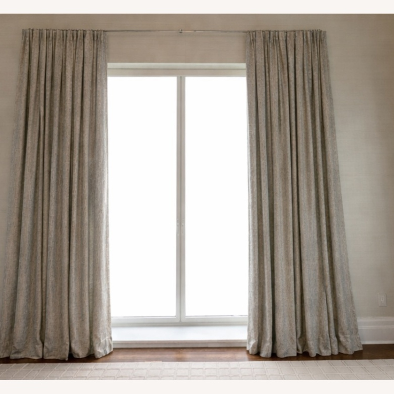 Grey Curtain with Blue Embroidery (Blackout) - image-6