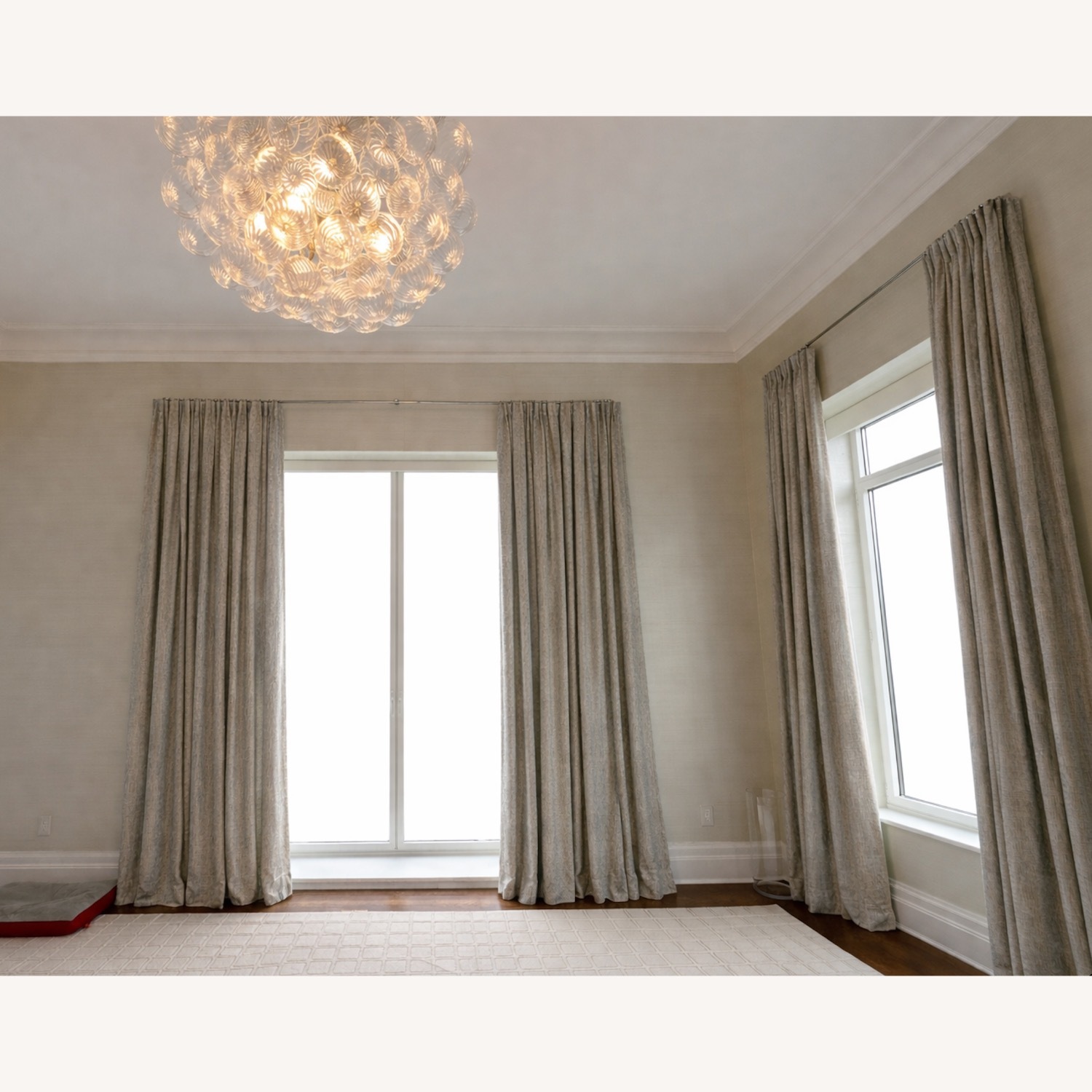 Grey Curtain with Blue Embroidery (Blackout) - image-5