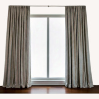 Grey Curtain with Blue Embroidery (Blackout)