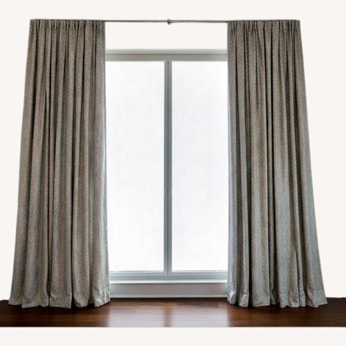 Used Grey Curtain with Blue Embroidery (Blackout) for sale on AptDeco