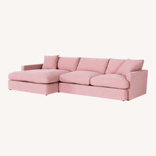 Used Living Spaces Pink Velvet 2 Piece Sectional for sale on AptDeco