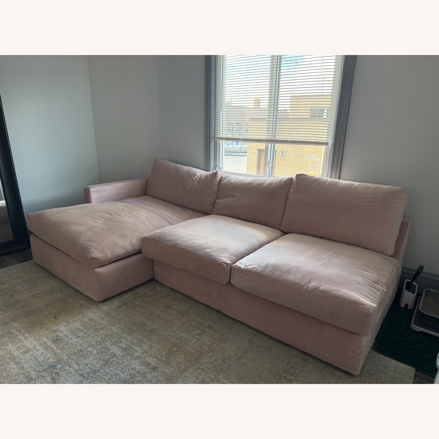 Living Spaces Pink Velvet 2 Piece Sectional - image-2