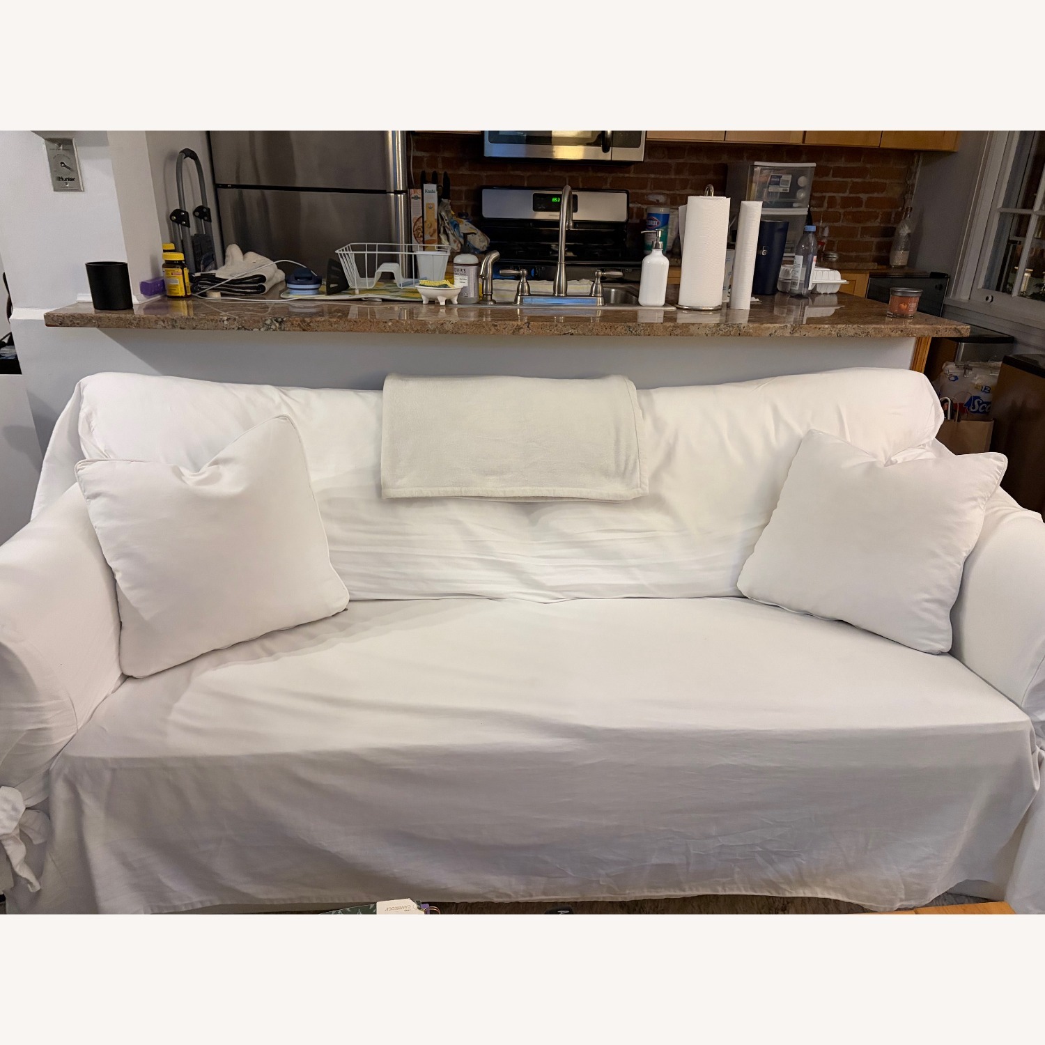 Wayfair Lark Manor White Fabric 2 Seater Sofa - image-1