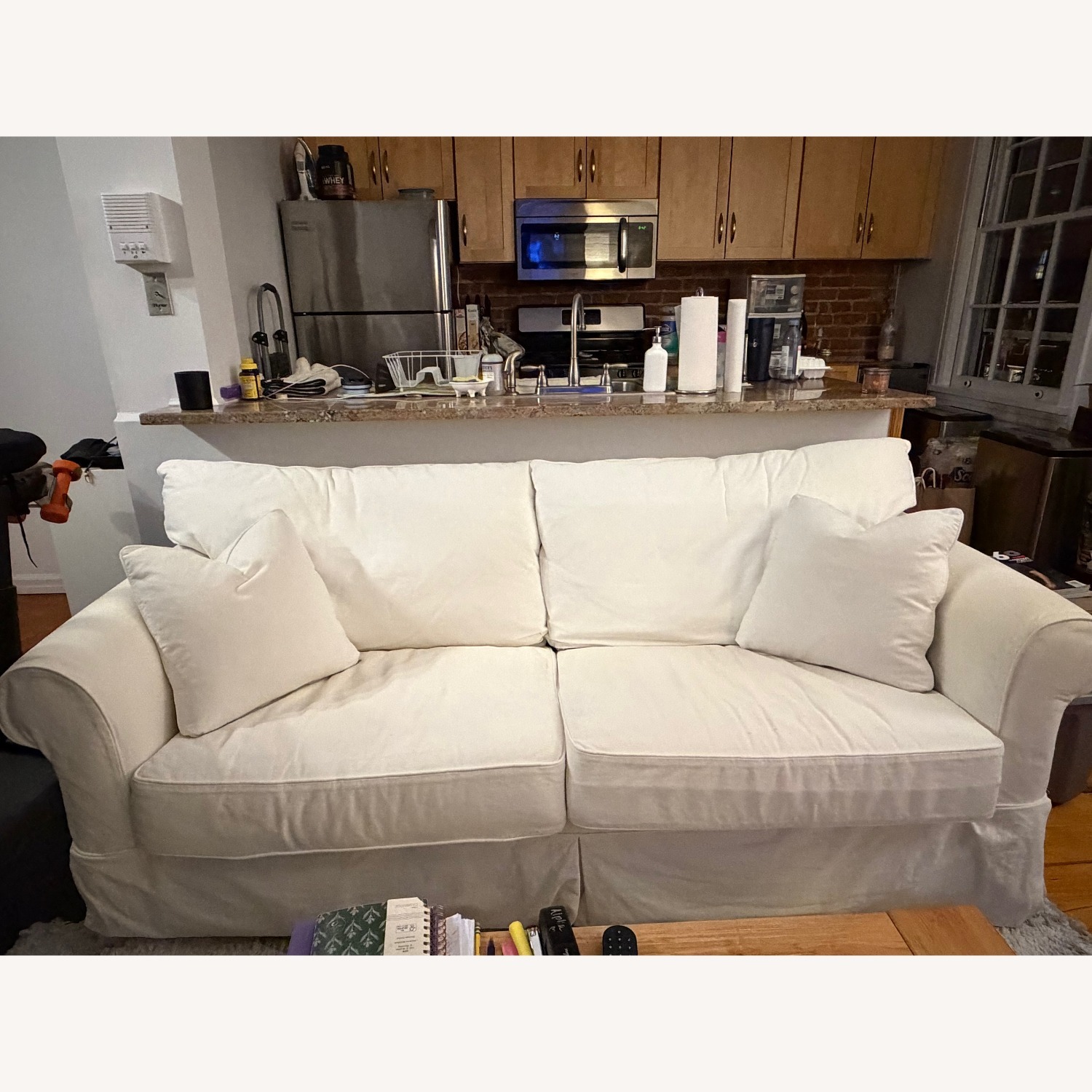 Wayfair Lark Manor White Fabric 2 Seater Sofa - image-3