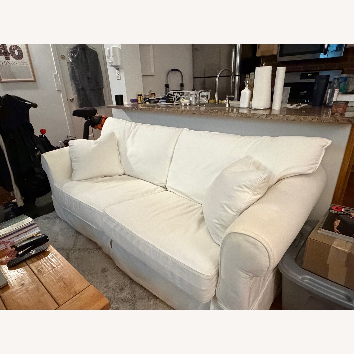 Wayfair Lark Manor White Fabric 2 Seater Sofa - image-4