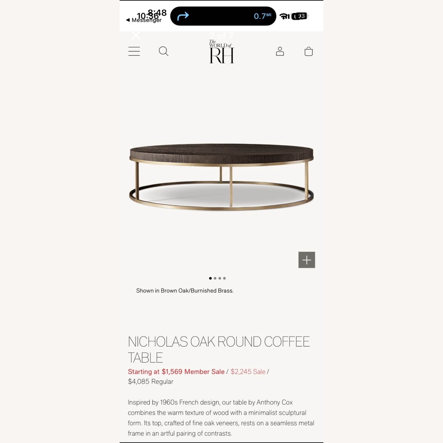 Restoration Hardware Nicholas Wood Coffee Table - image-3
