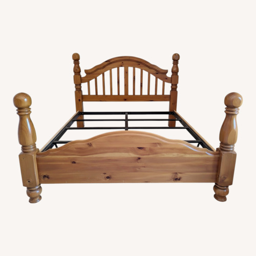 Used Bassett Natural Wood Queen Bed for sale on AptDeco
