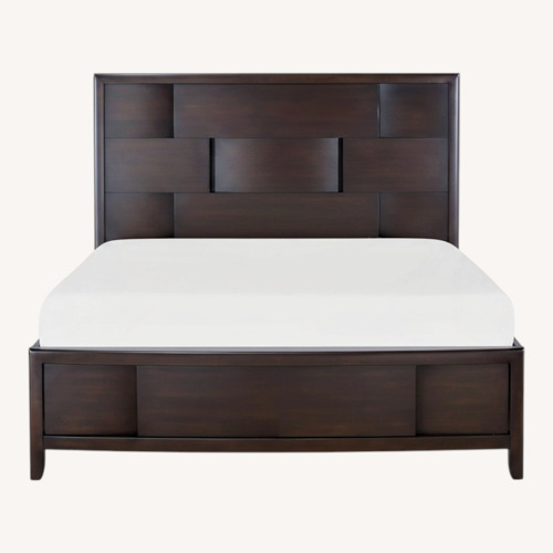 Used Rooms To Go Dark Brown Wood Queen Bed for sale on AptDeco