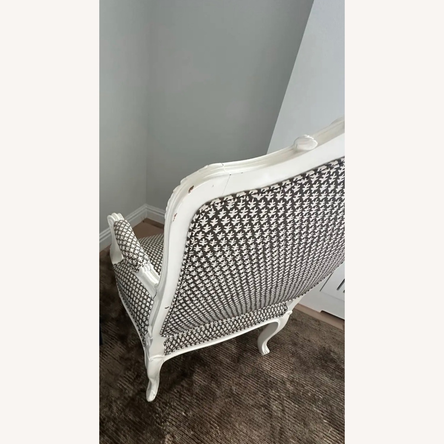 Vintage/Antique White Wood Accent Chair - image-7