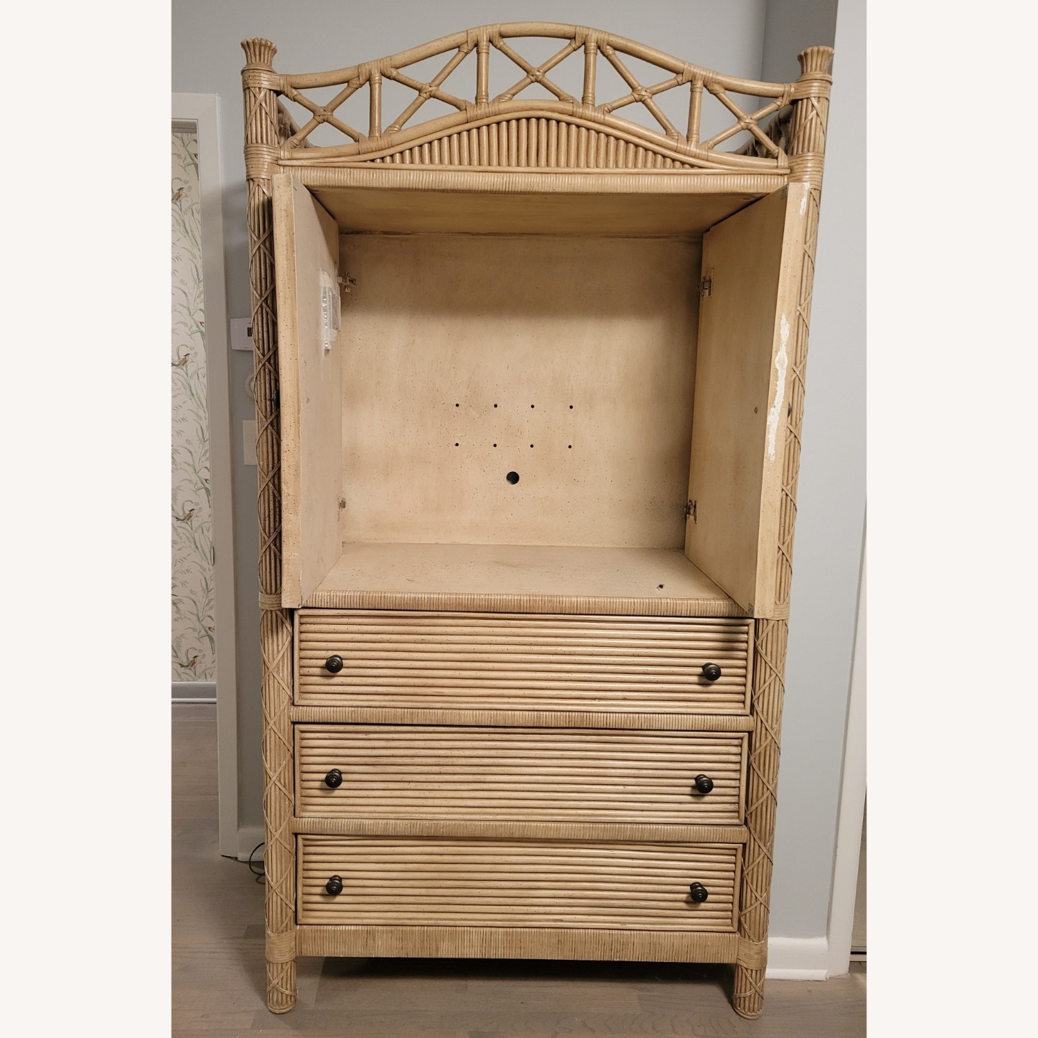 Vintage/Antique Finds Natural Bamboo Armoire - image-3