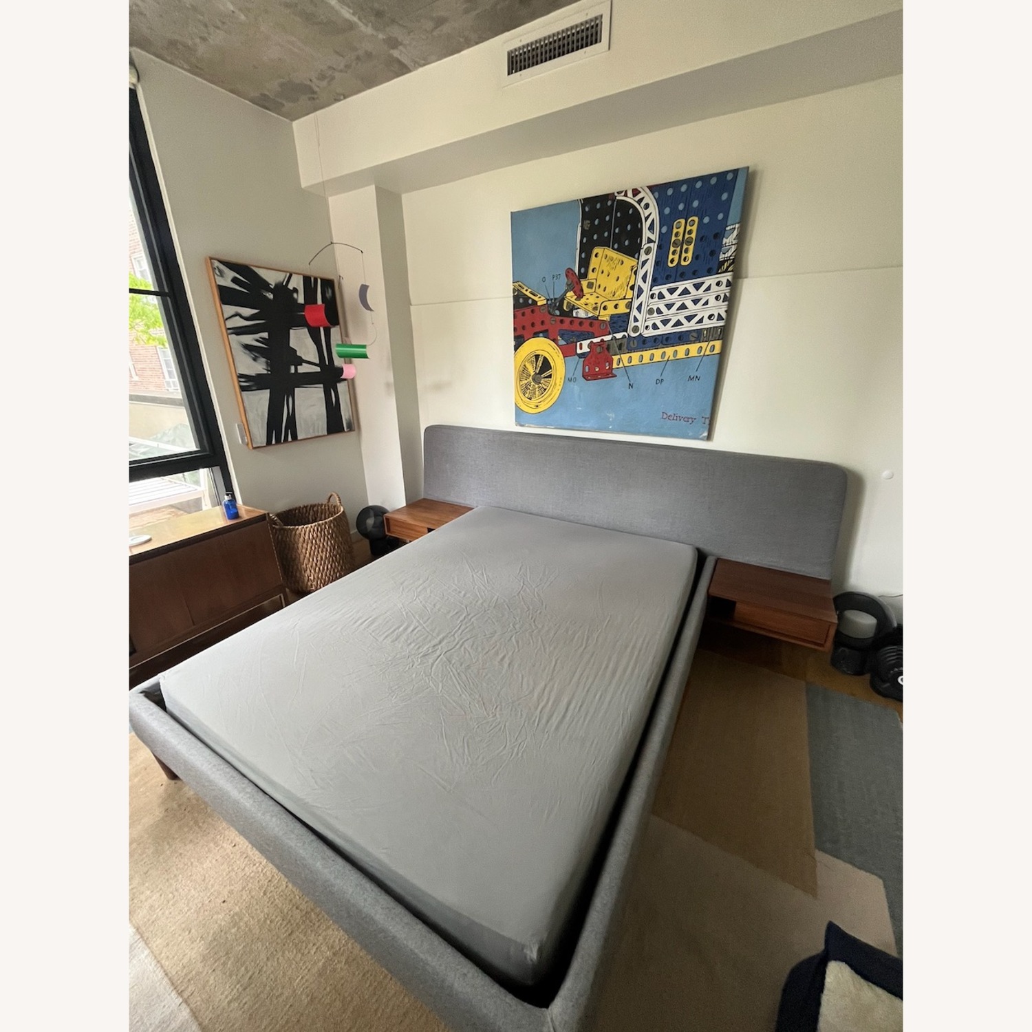 Design Within Reach Light Gray Wool Queen Bed - image-2
