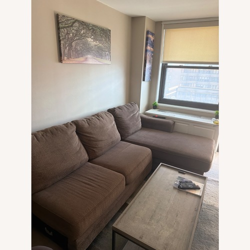 Used Dark Brown Fabric 2 Piece Sectional for sale on AptDeco