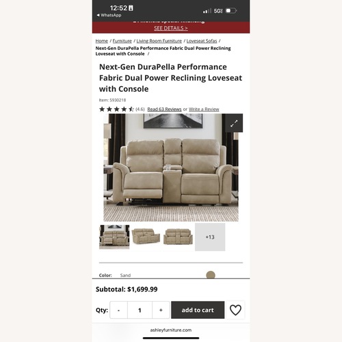 Used Ashley Furniture Light Brown 2 Seater Sofa for sale on AptDeco
