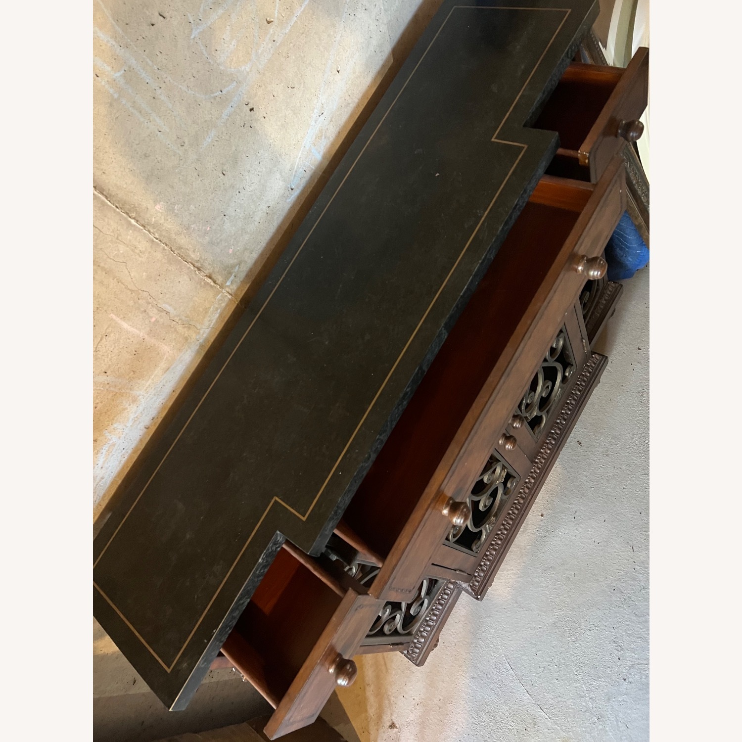 Horchow Dark Brown Marble Sideboard - image-2