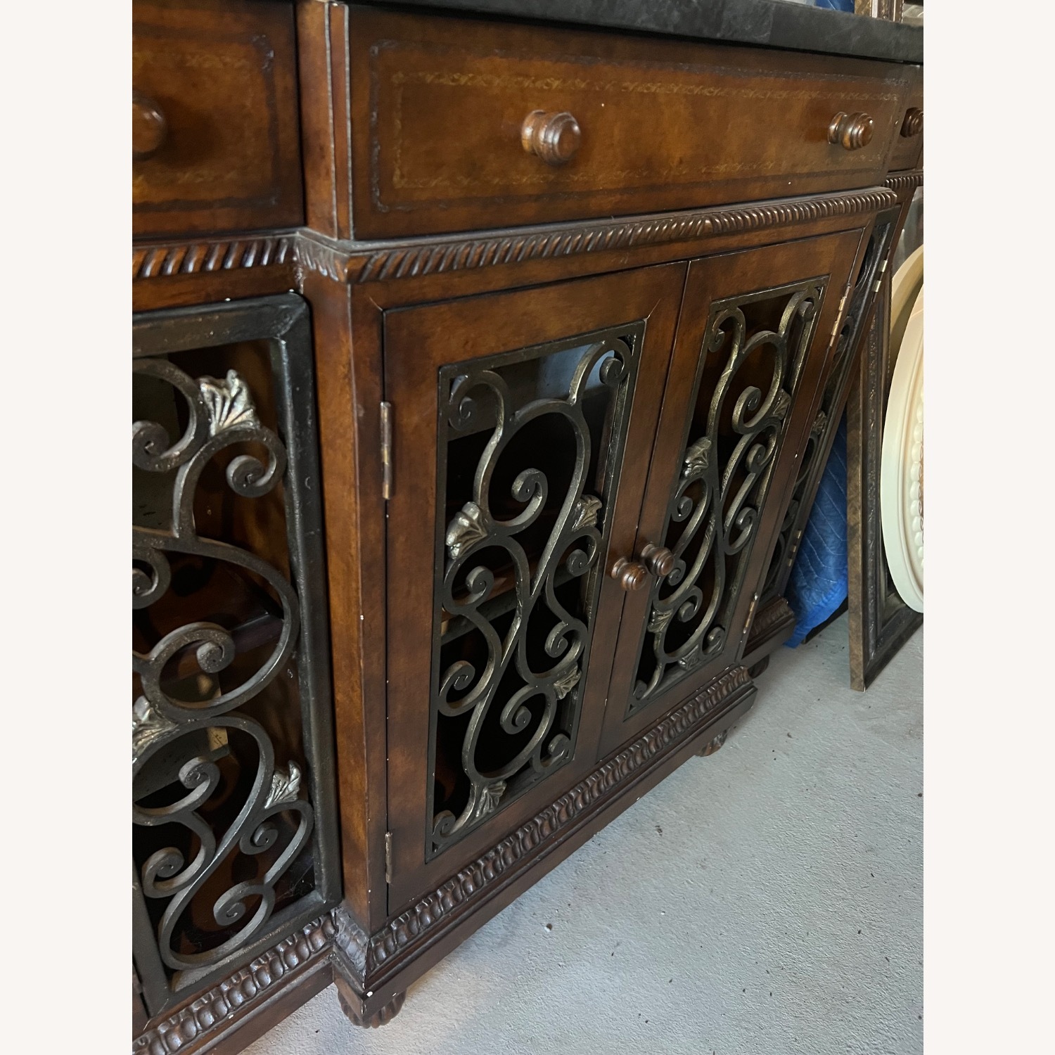 Horchow Dark Brown Marble Sideboard - image-4