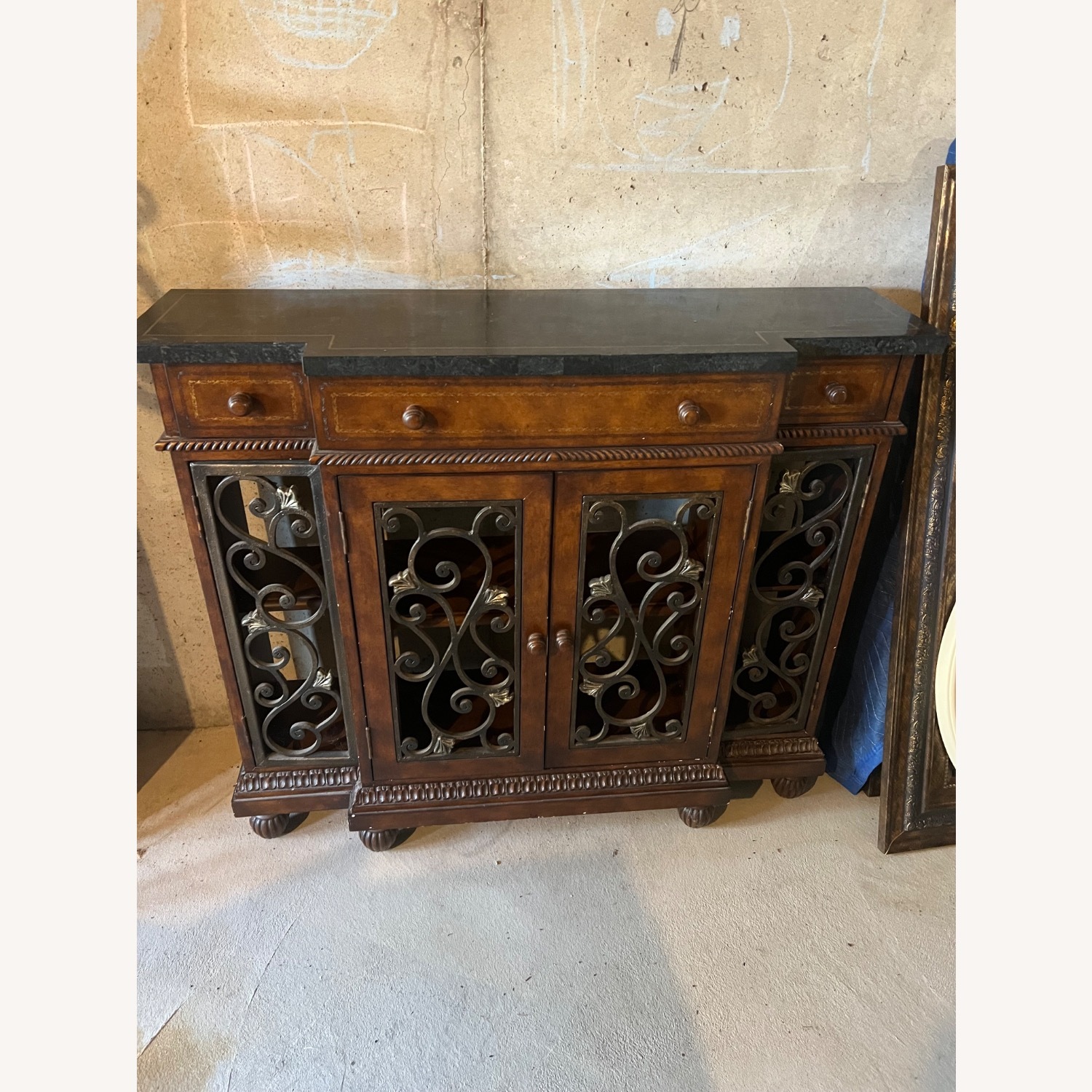Horchow Dark Brown Marble Sideboard - image-1
