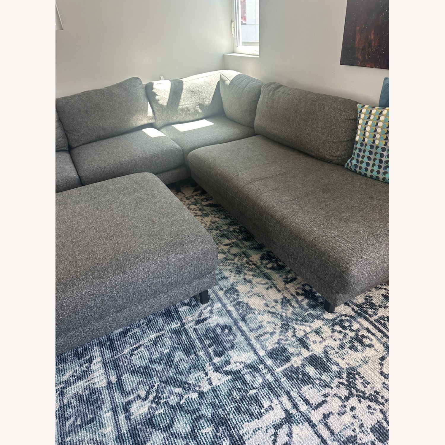Room & Board Dark Gray Sectional and Ottoman - image-4