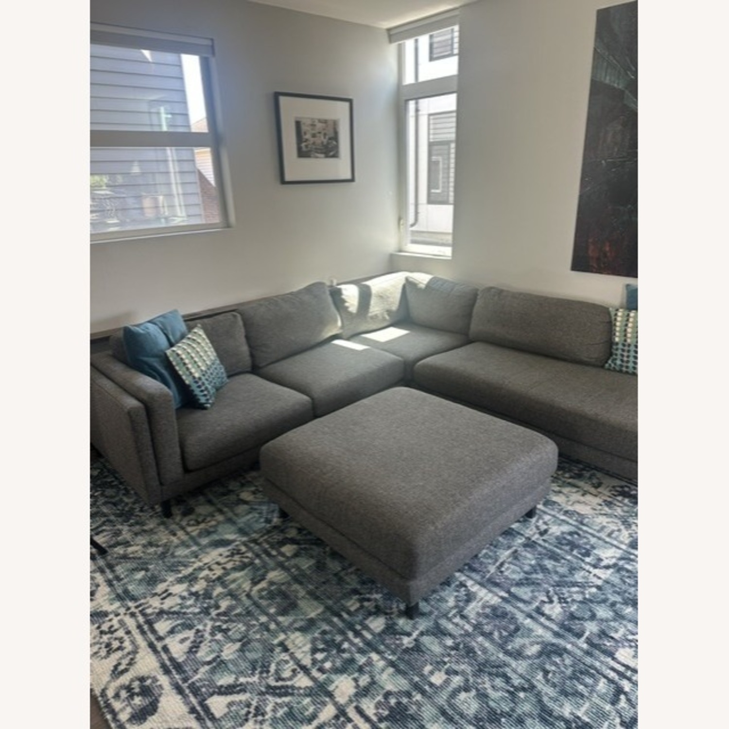 Room & Board Dark Gray Sectional and Ottoman - image-1