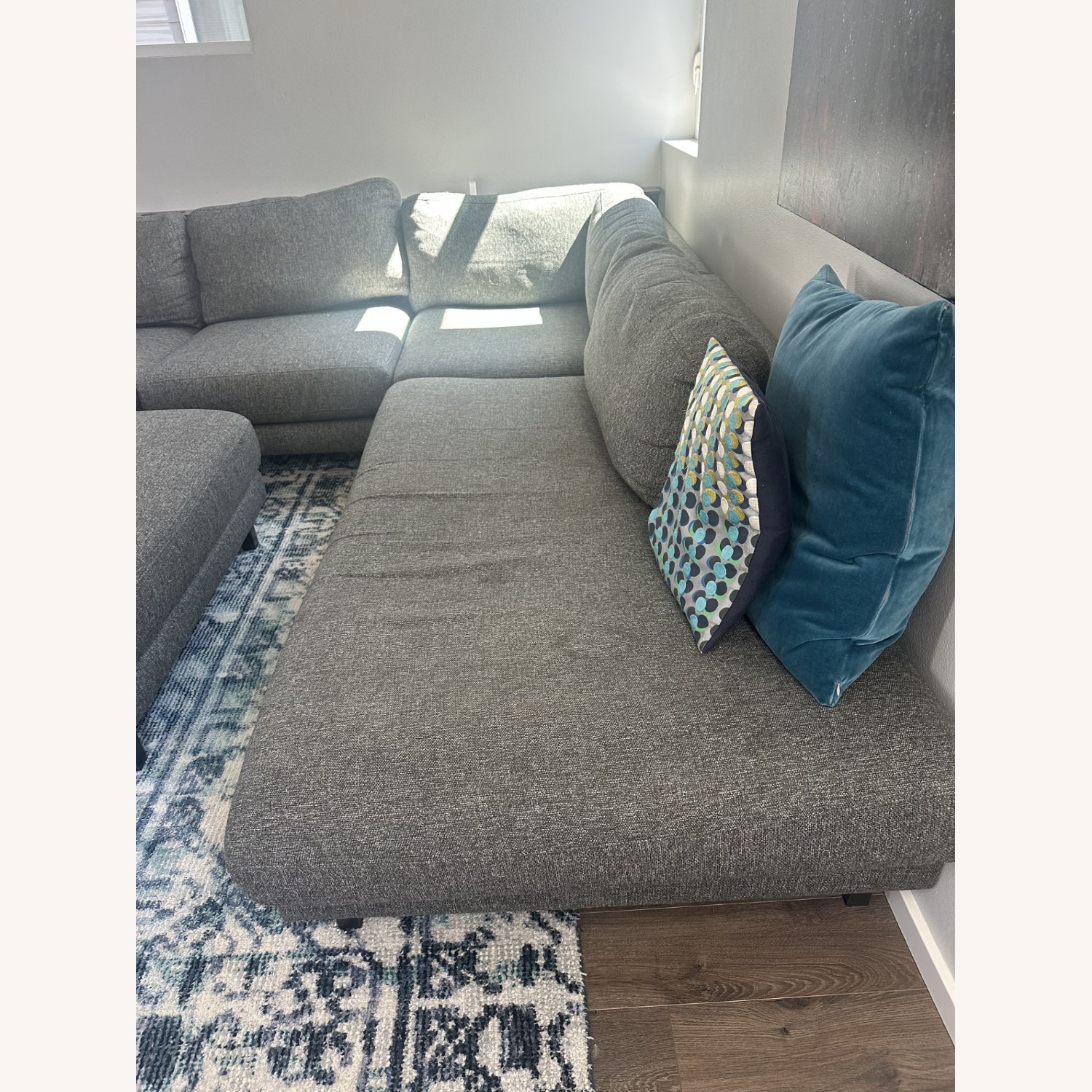 Room & Board Dark Gray Sectional and Ottoman - image-3