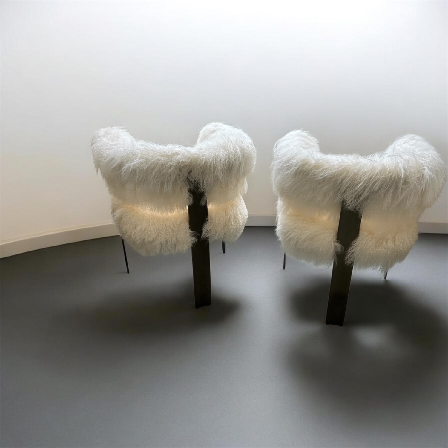Interlude Darcy Chairs Ivory Curly Sheepskin - image-8