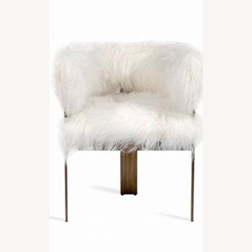 Used Interlude Darcy Chairs Ivory Curly Sheepskin for sale on AptDeco