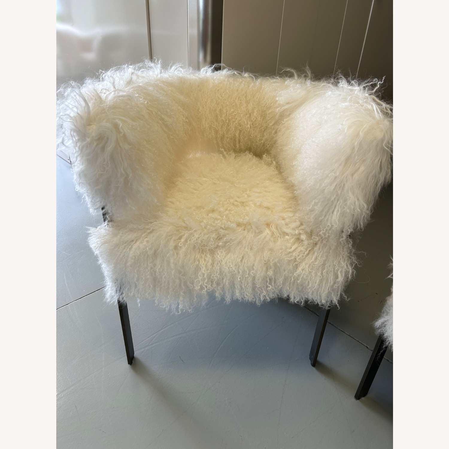 Interlude Darcy Chairs Ivory Curly Sheepskin - image-18