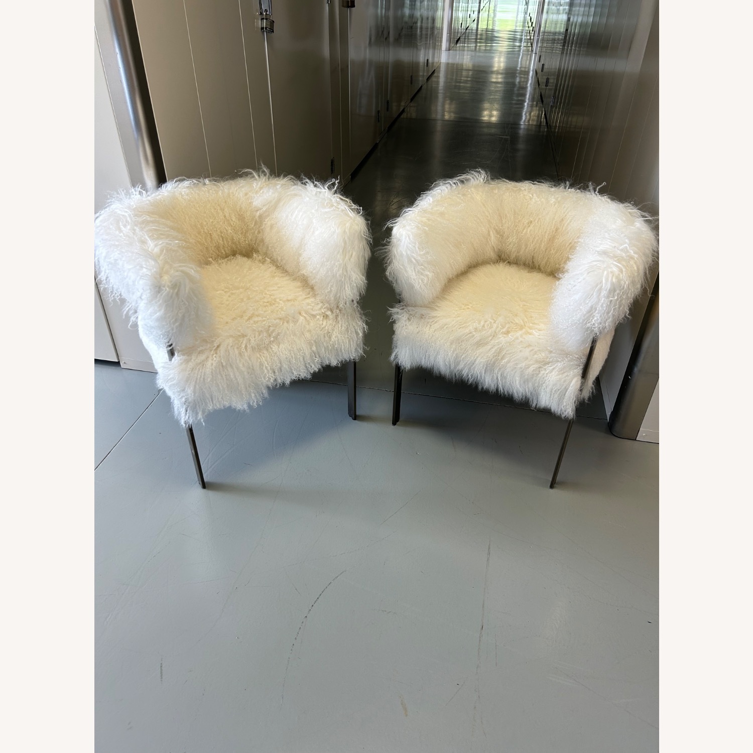 Interlude Darcy Chairs Ivory Curly Sheepskin - image-19