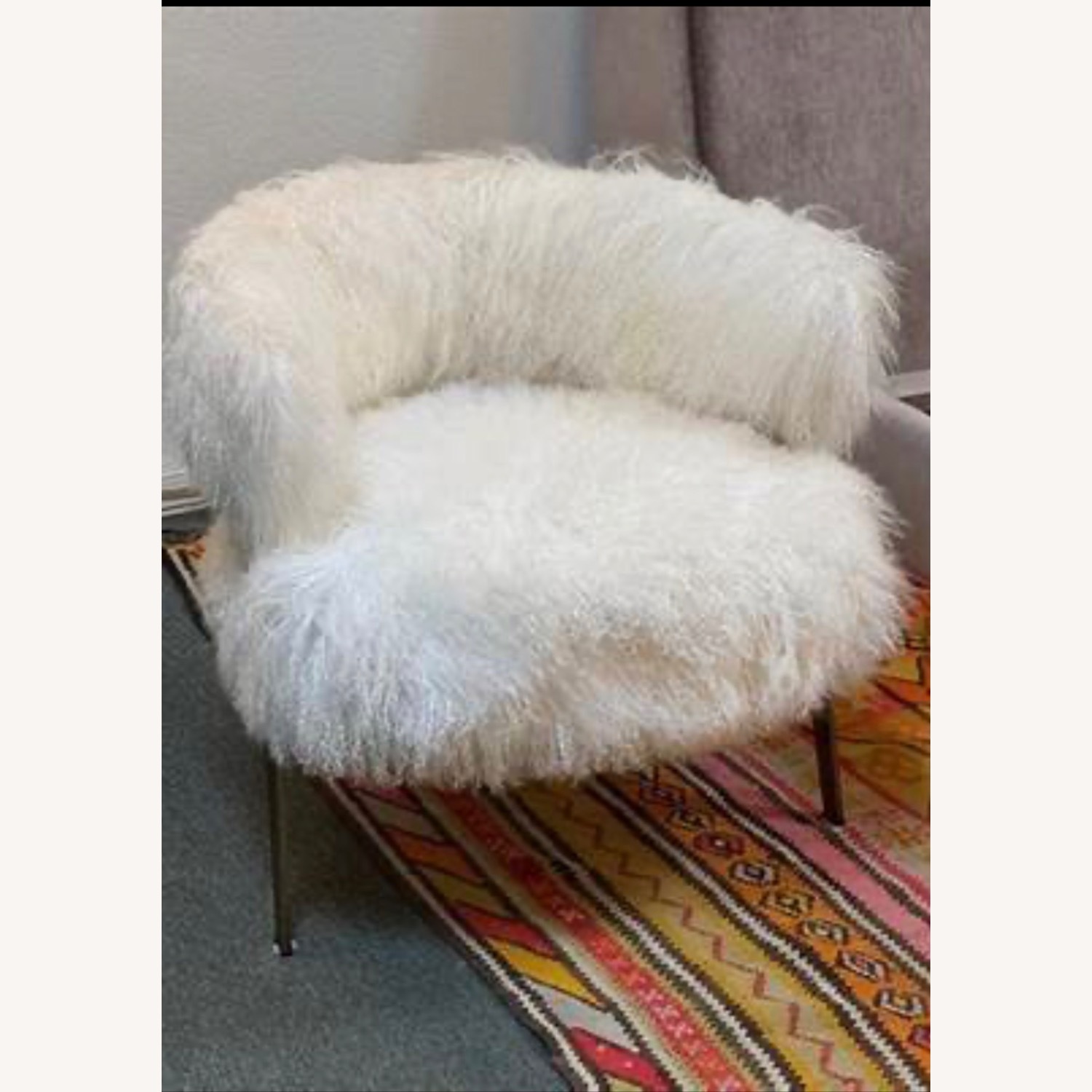 Interlude Darcy Chairs Ivory Curly Sheepskin - image-5