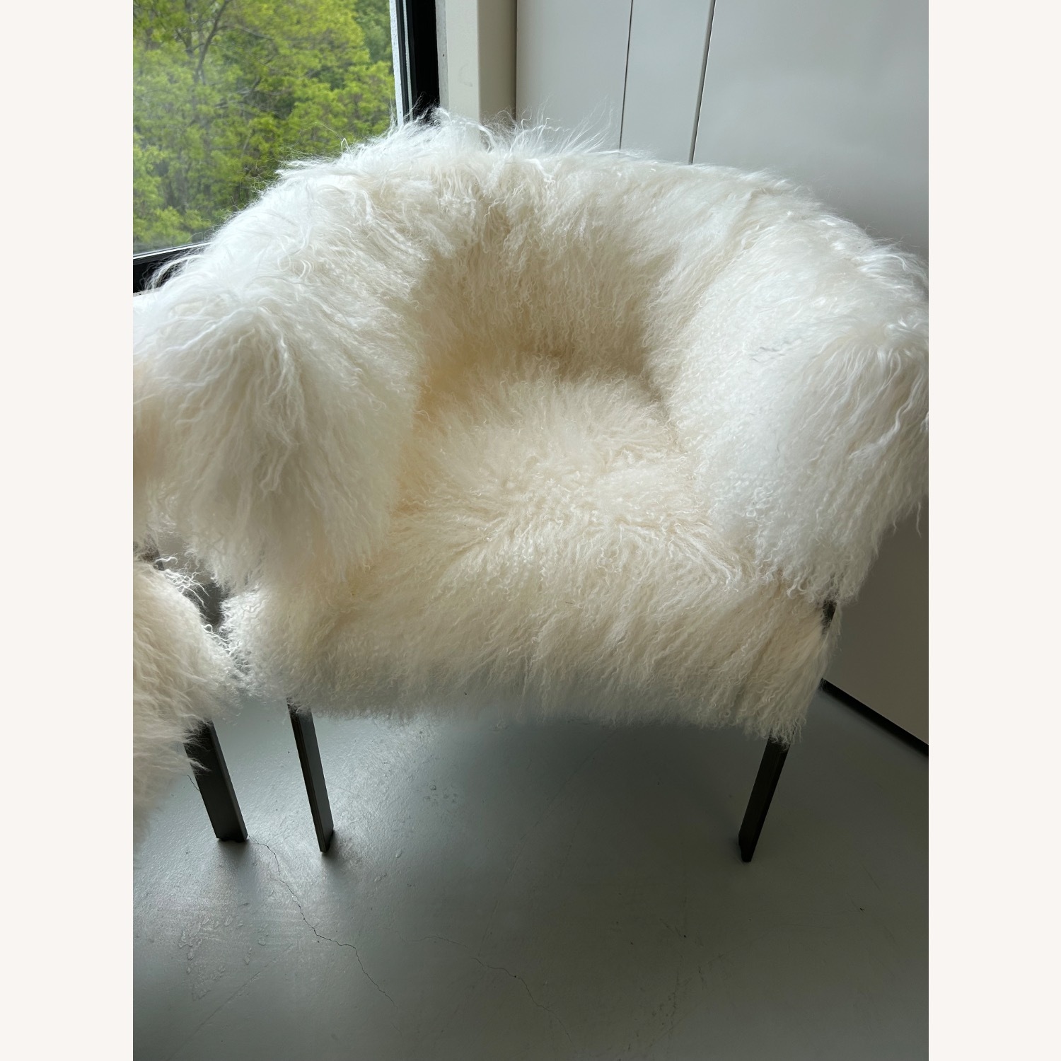Interlude Darcy Chairs Ivory Curly Sheepskin - image-15