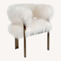Interlude Darcy Chairs Ivory Curly Sheepskin