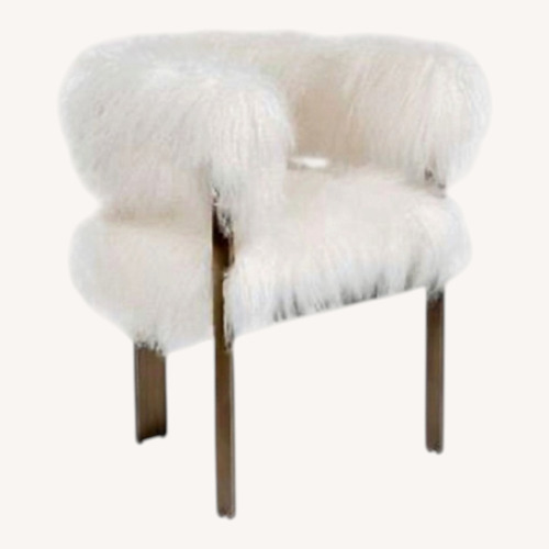 Used Interlude Darcy Chairs Ivory Curly Sheepskin for sale on AptDeco