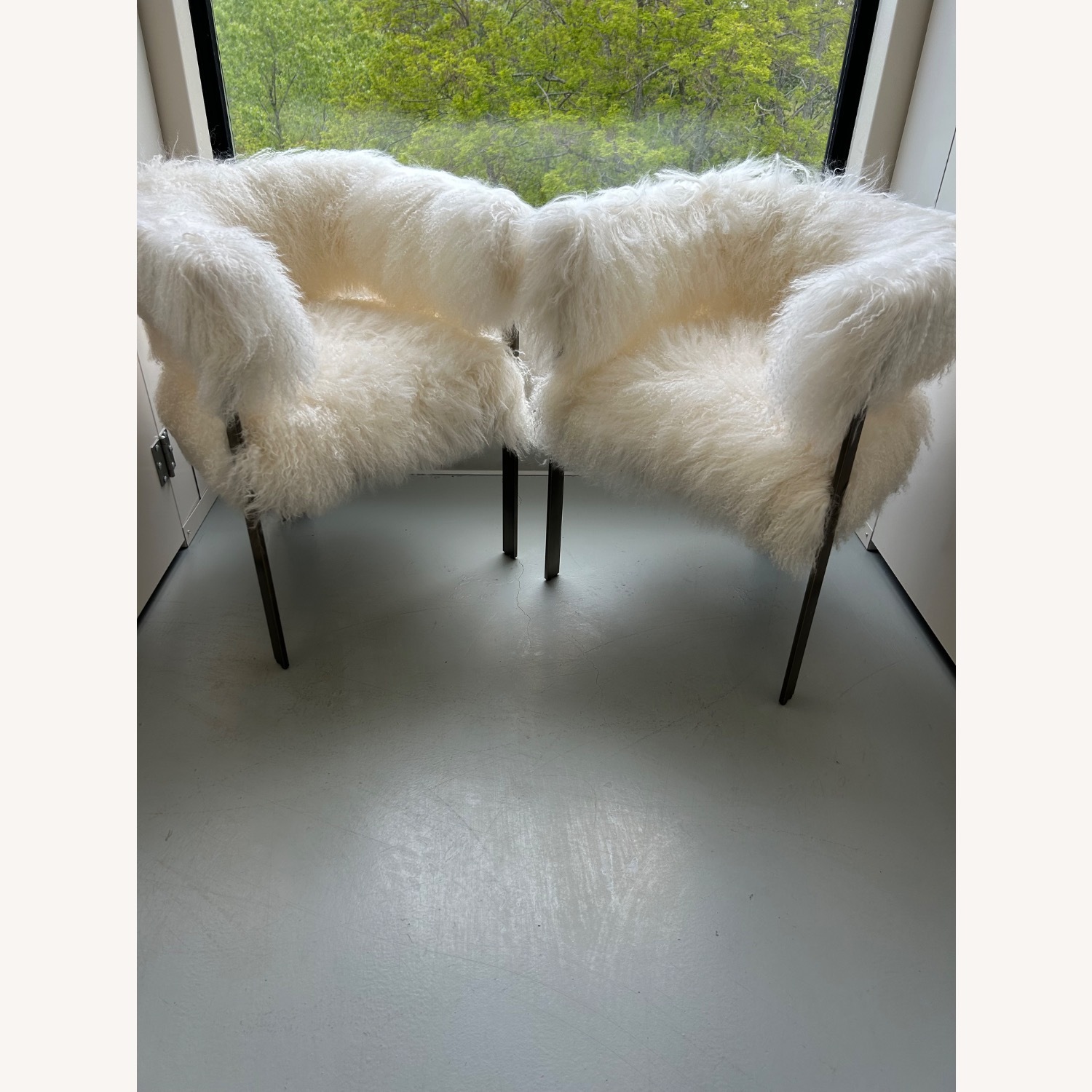 Interlude Darcy Chairs Ivory Curly Sheepskin - image-17
