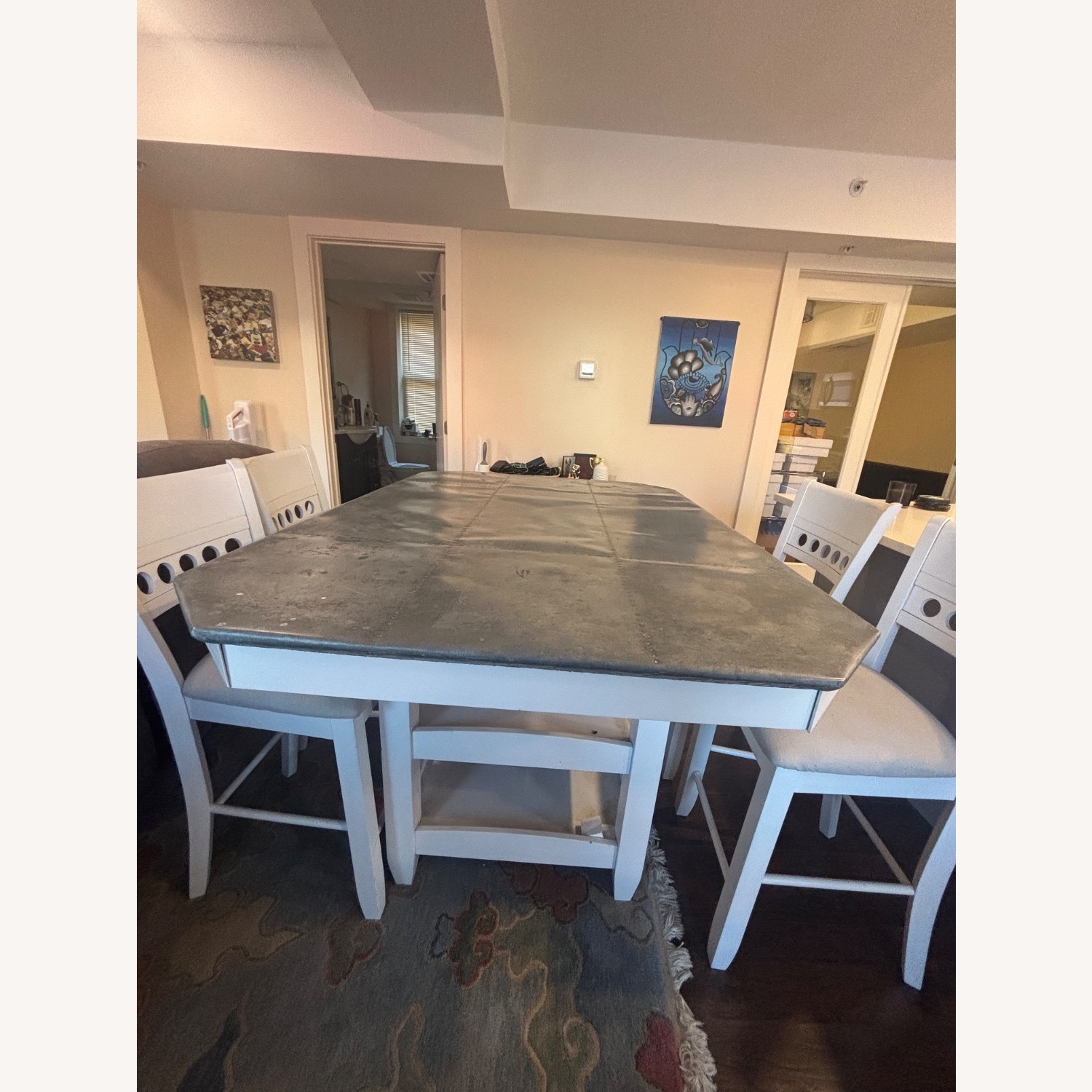 White Metal Dining Table - image-4