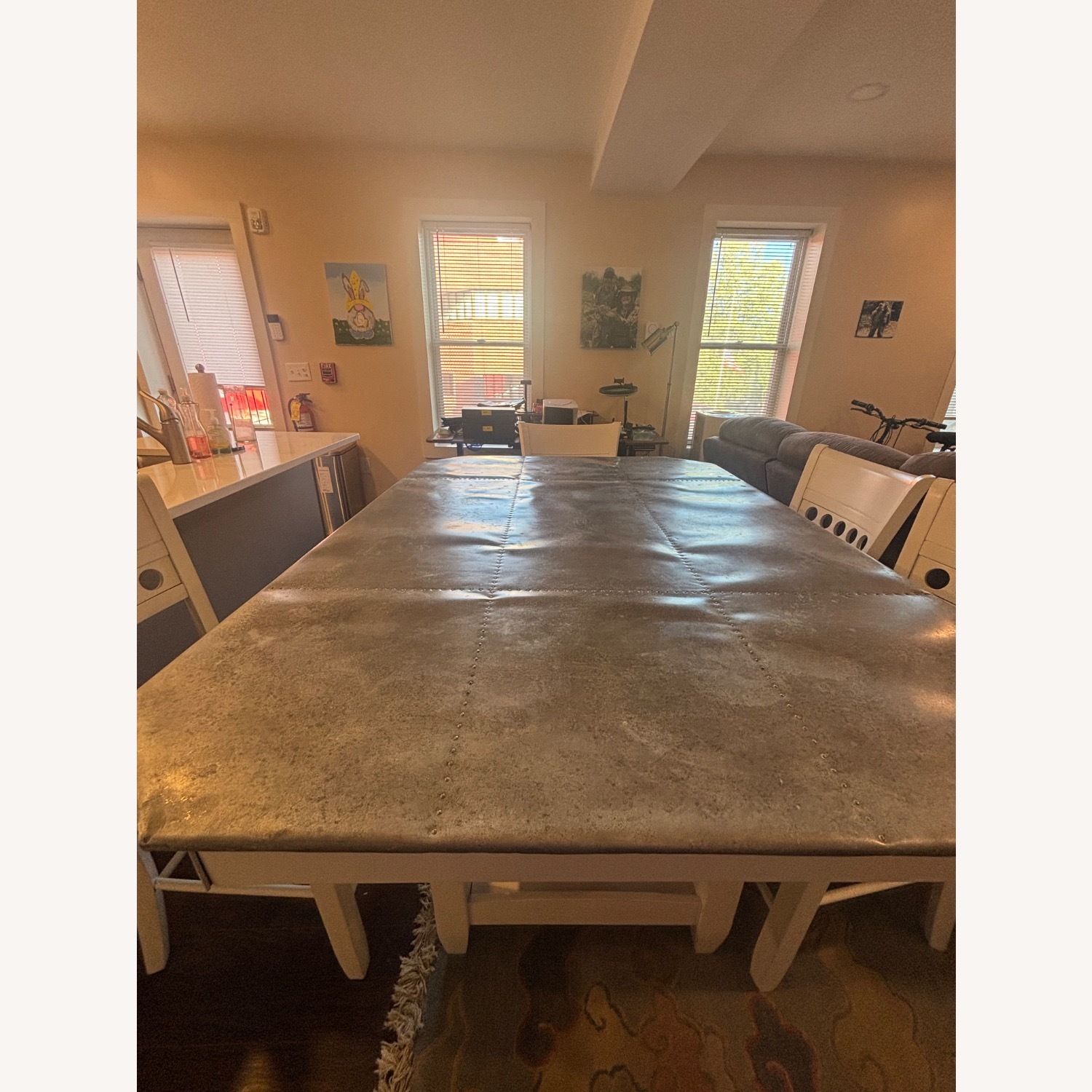 White Metal Dining Table - image-3