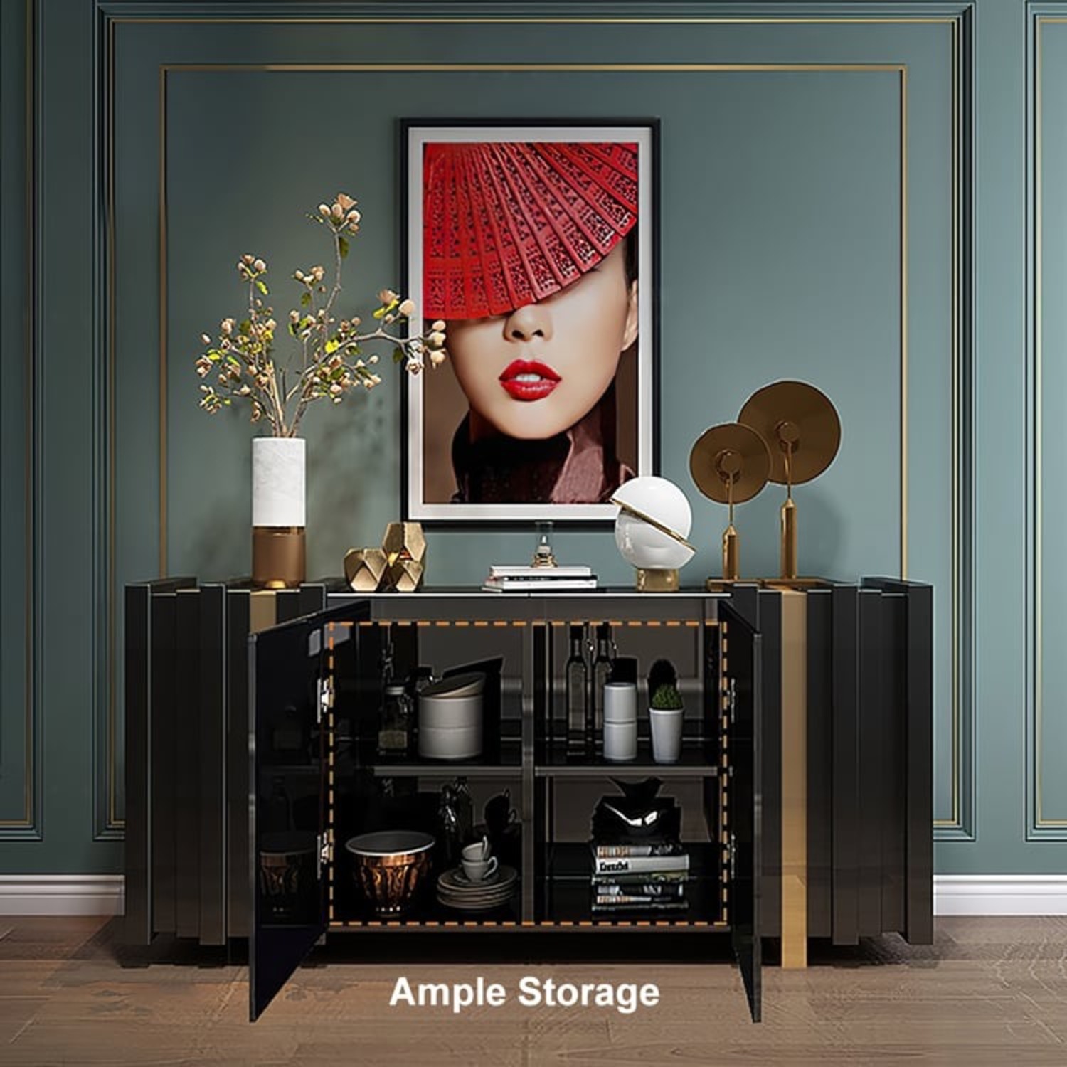 Homary Modern Art Deco Sideboard in Black Lacquer  - image-6