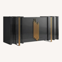 Homary Modern Art Deco Sideboard in Black Lacquer 