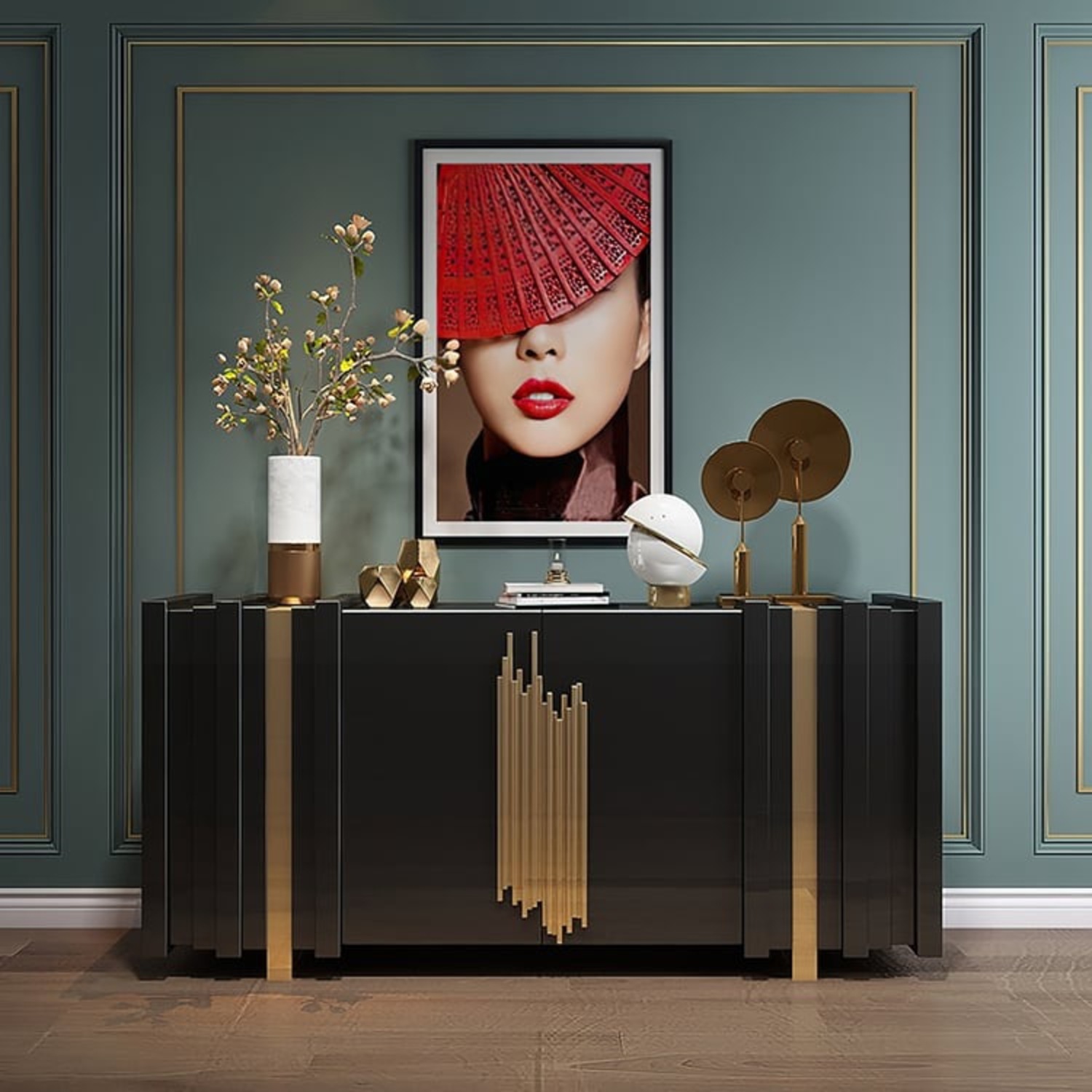 Homary Modern Art Deco Sideboard in Black Lacquer  - image-5