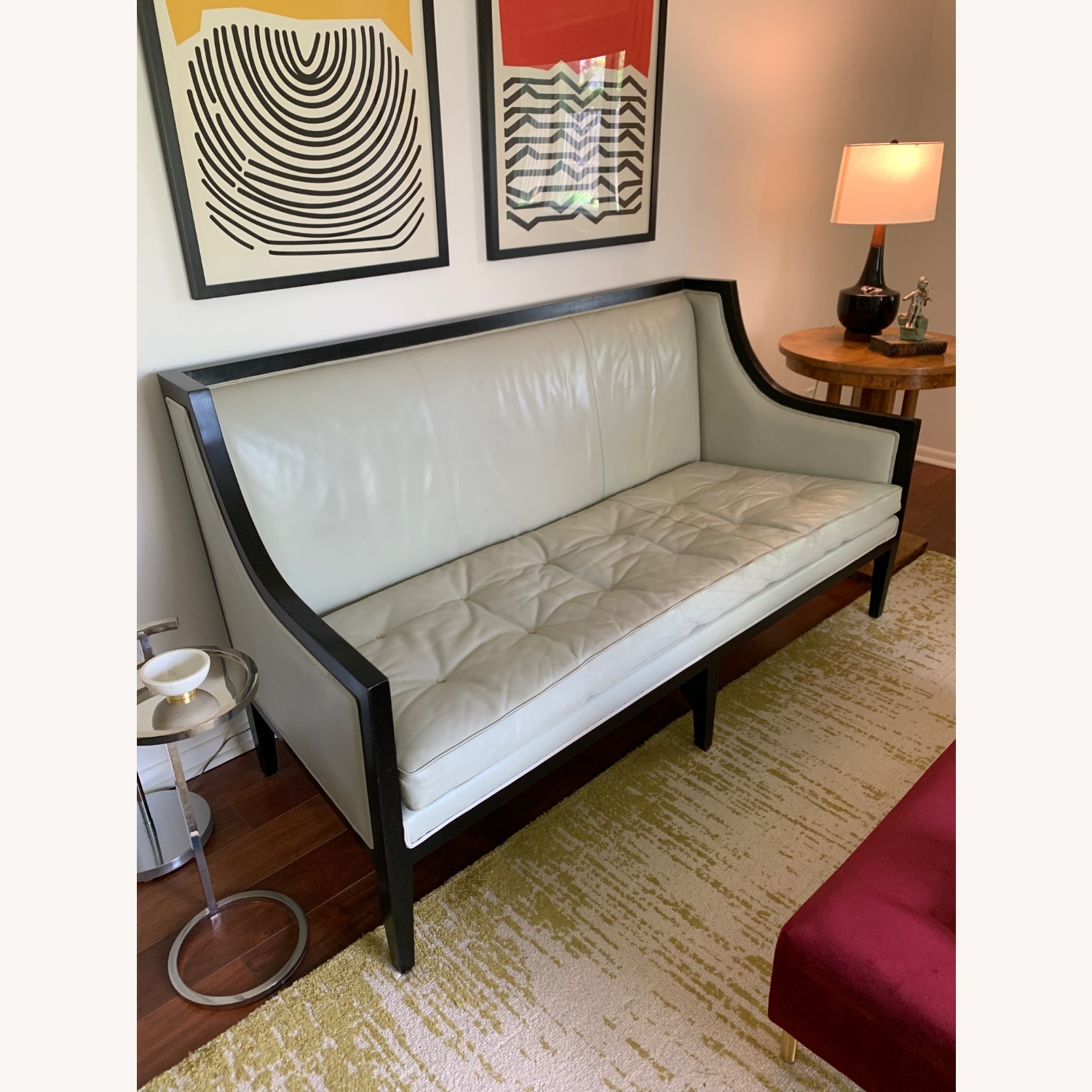 Oly Studio Light Gray Leather 2 Seater Sofa - image-1