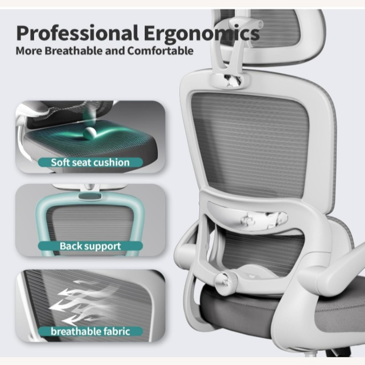 Amazon Light Gray Office Chair - image-2