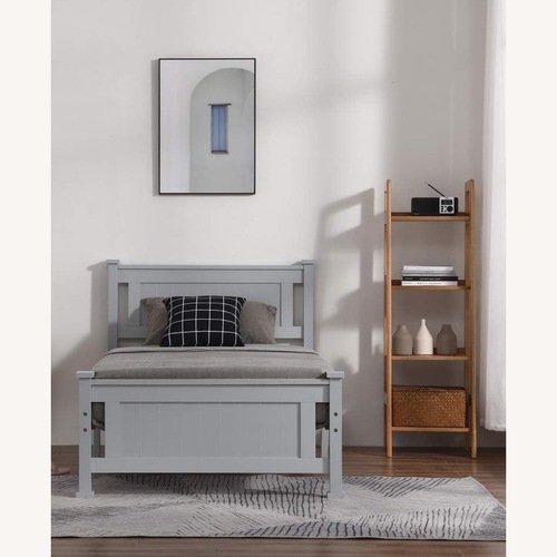 Used Amazon Light Gray Wood Twin Bed for sale on AptDeco