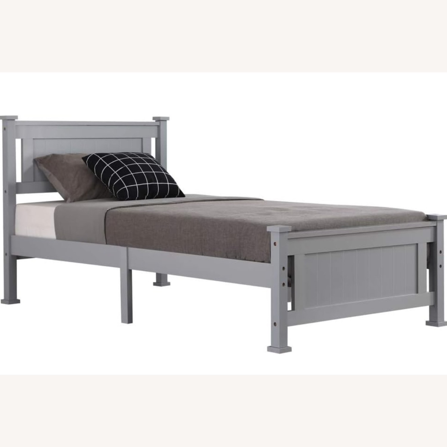 Amazon Light Gray Wood Twin Bed - image-3