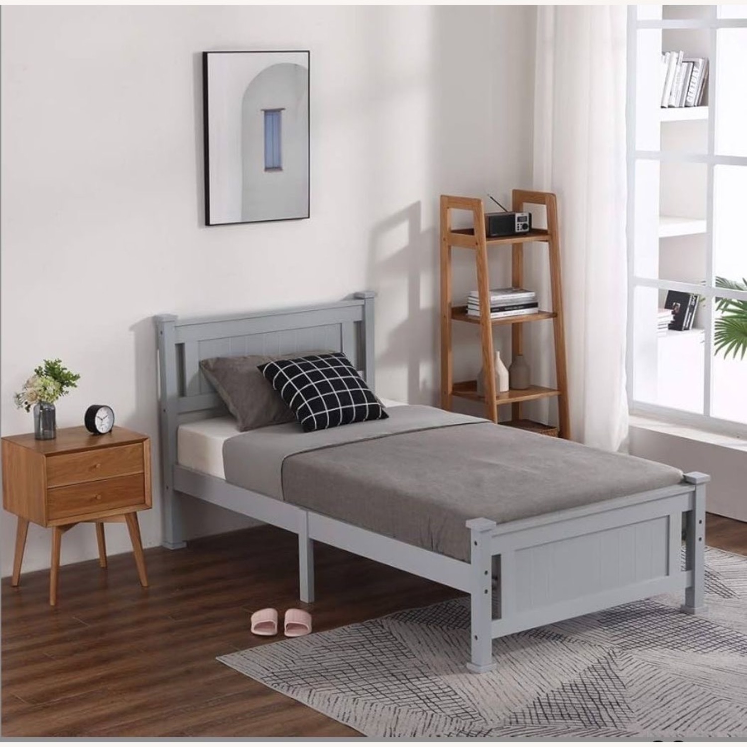 Amazon Light Gray Wood Twin Bed - image-2