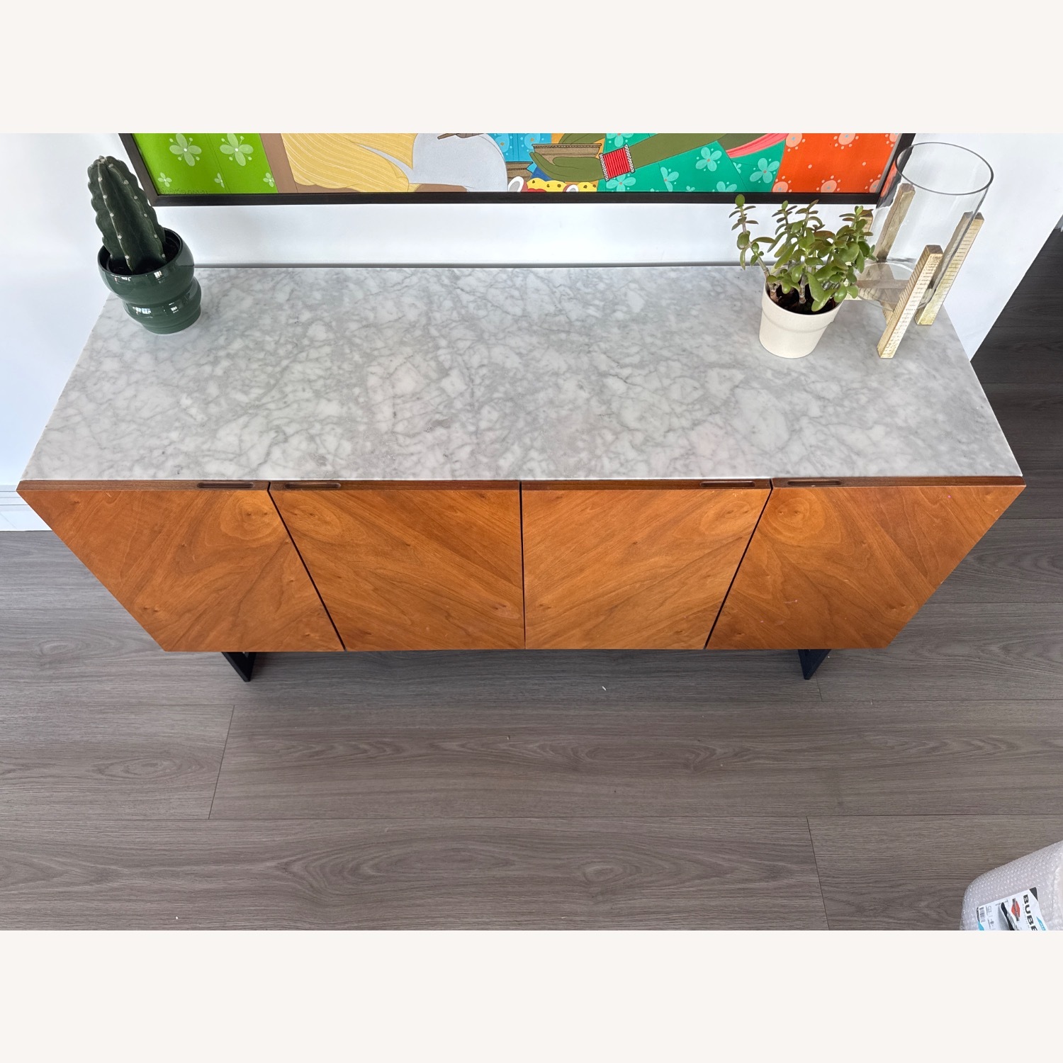 CB2 Suspend 57" Walnut Console with Marble - image-3