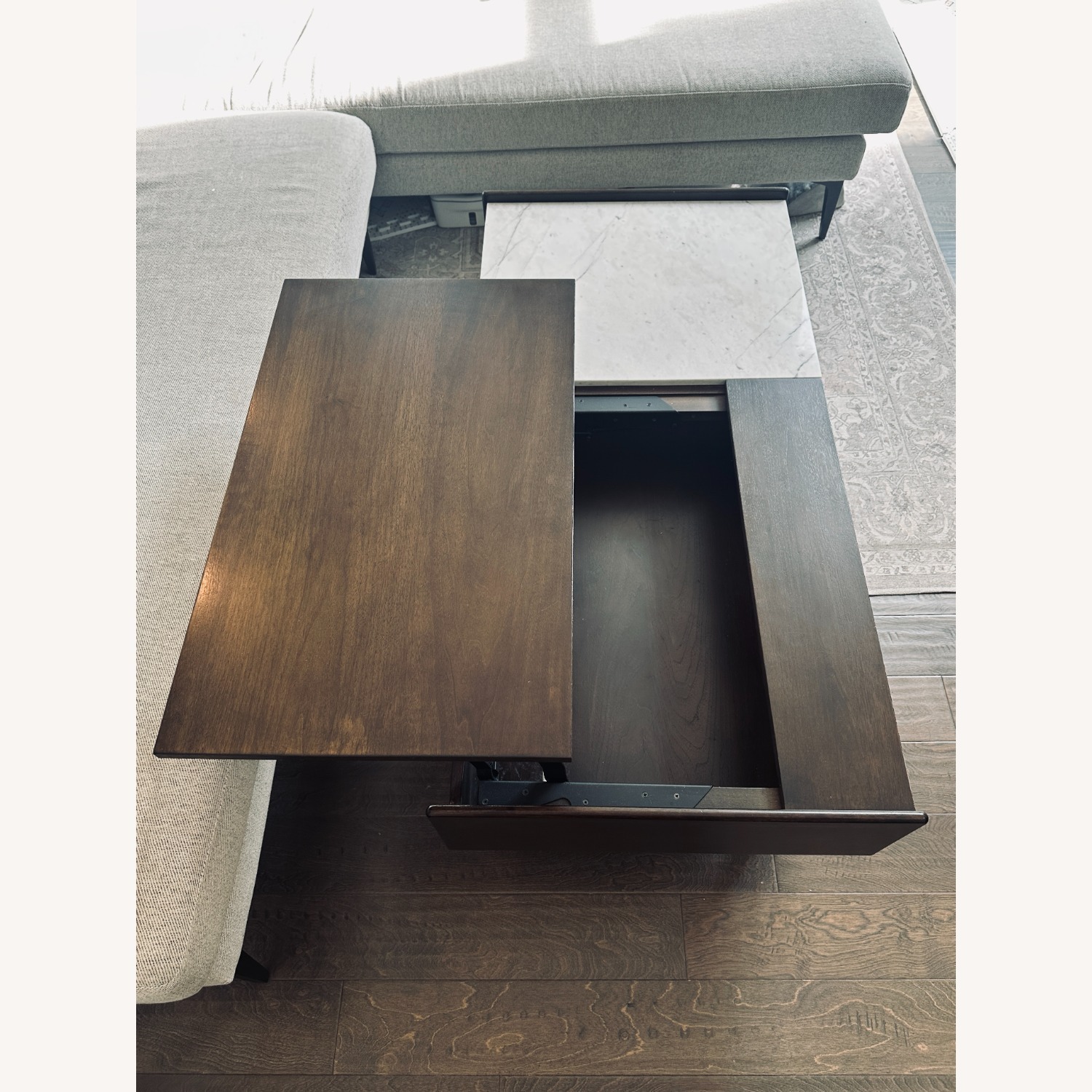 West Elm Dark Brown Wood Coffee Table - image-4
