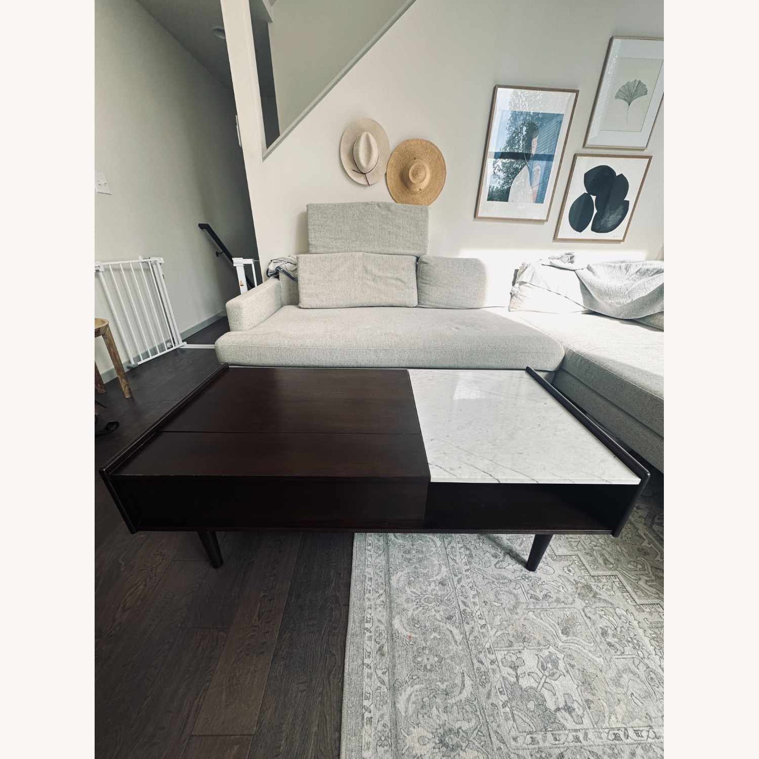 West Elm Dark Brown Wood Coffee Table - image-5
