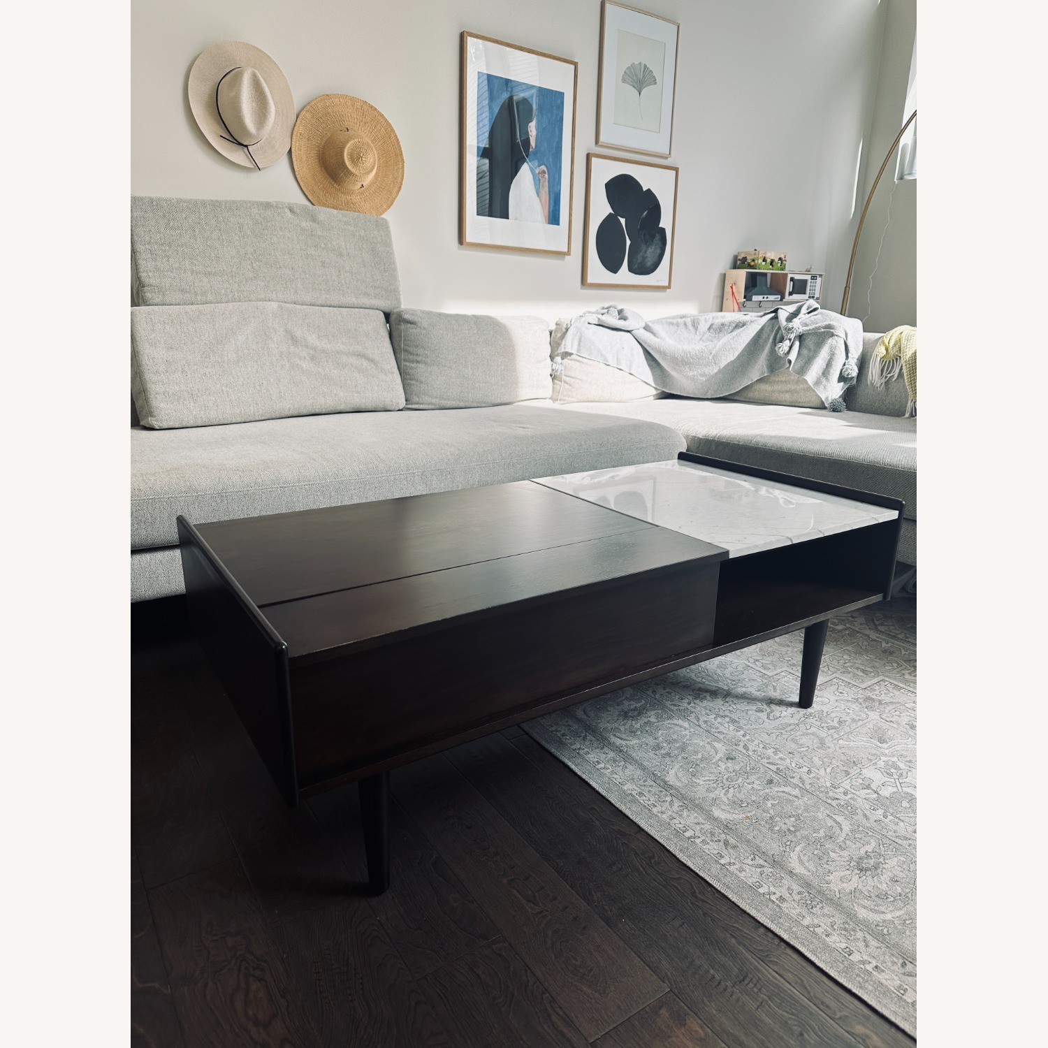 West Elm Dark Brown Wood Coffee Table - image-3
