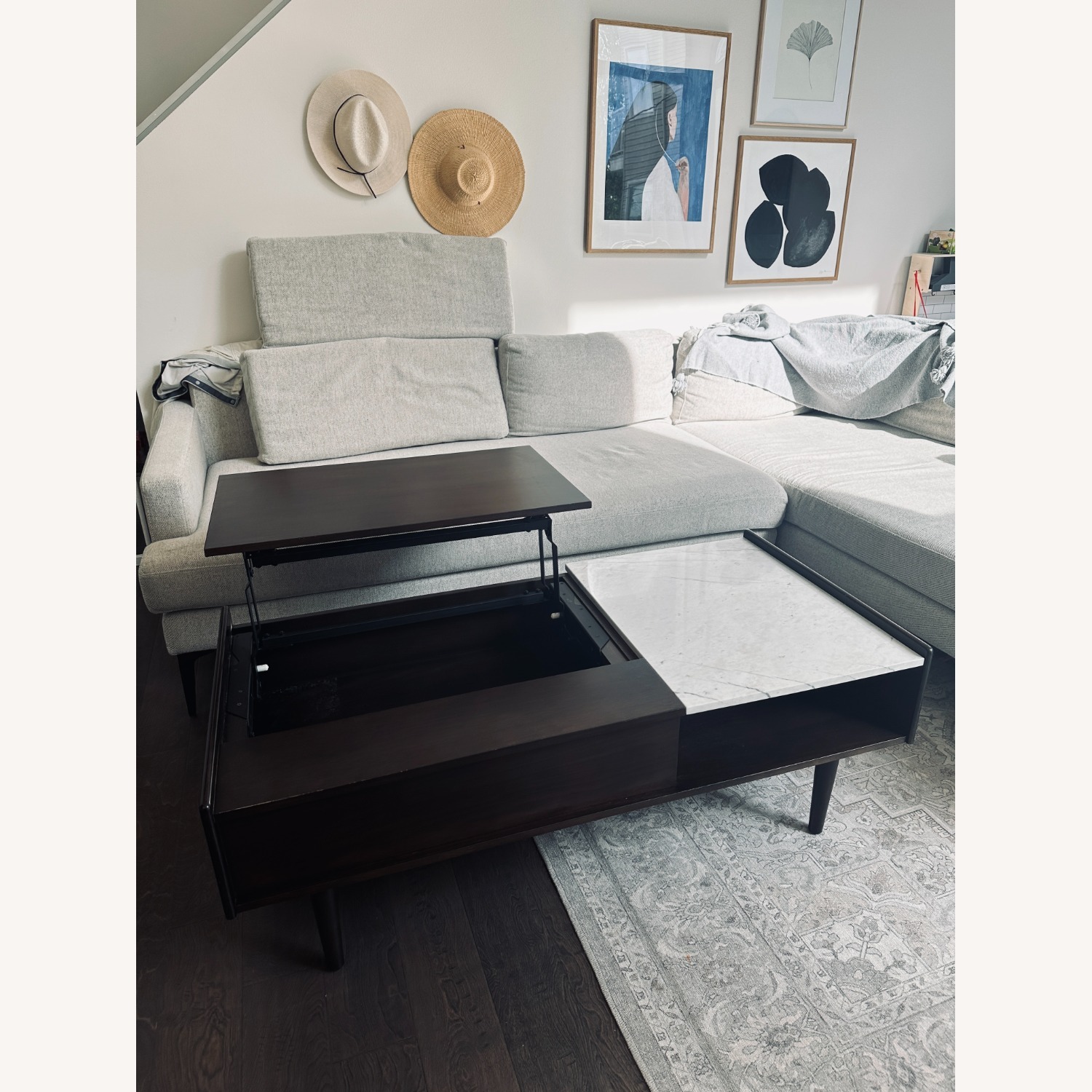 West Elm Dark Brown Wood Coffee Table - image-6