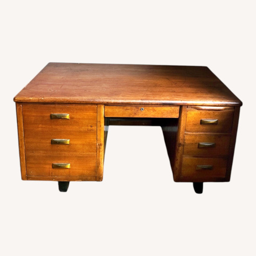 Used Vintage Oak Double-Pedestal Executive Desk for sale on AptDeco